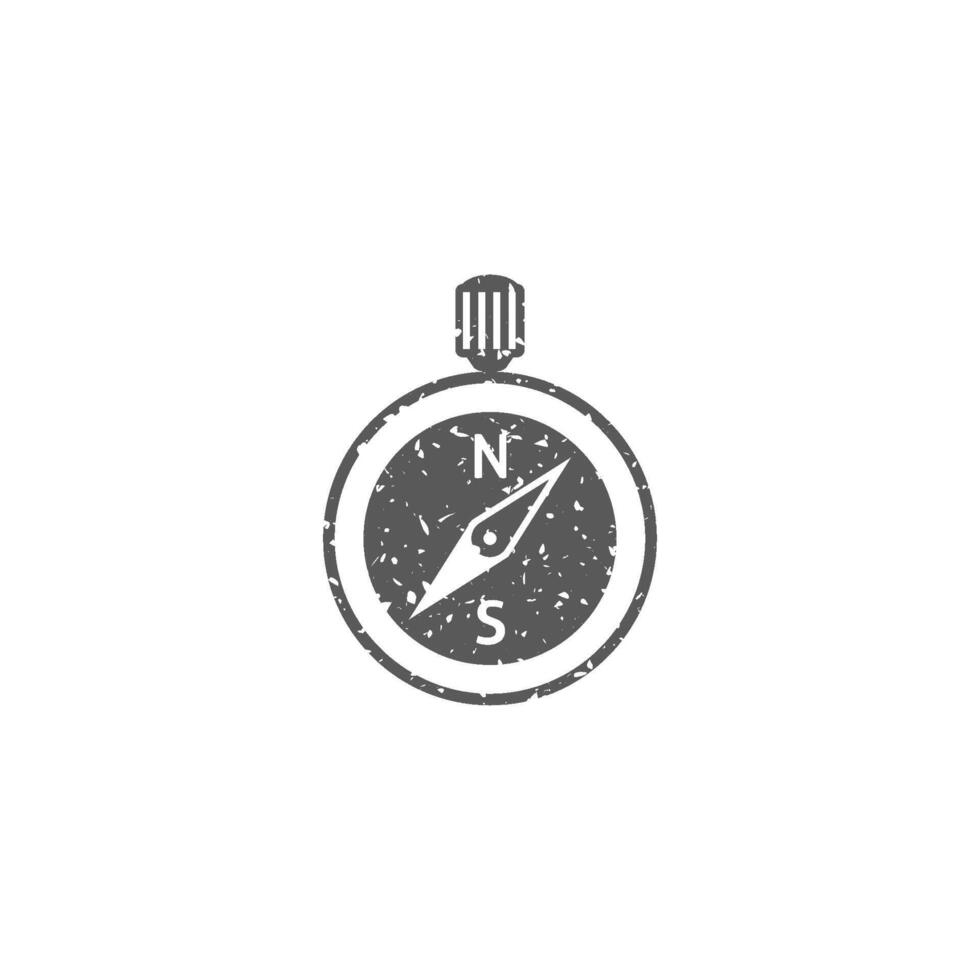 Compass icon in grunge texture vector illustration