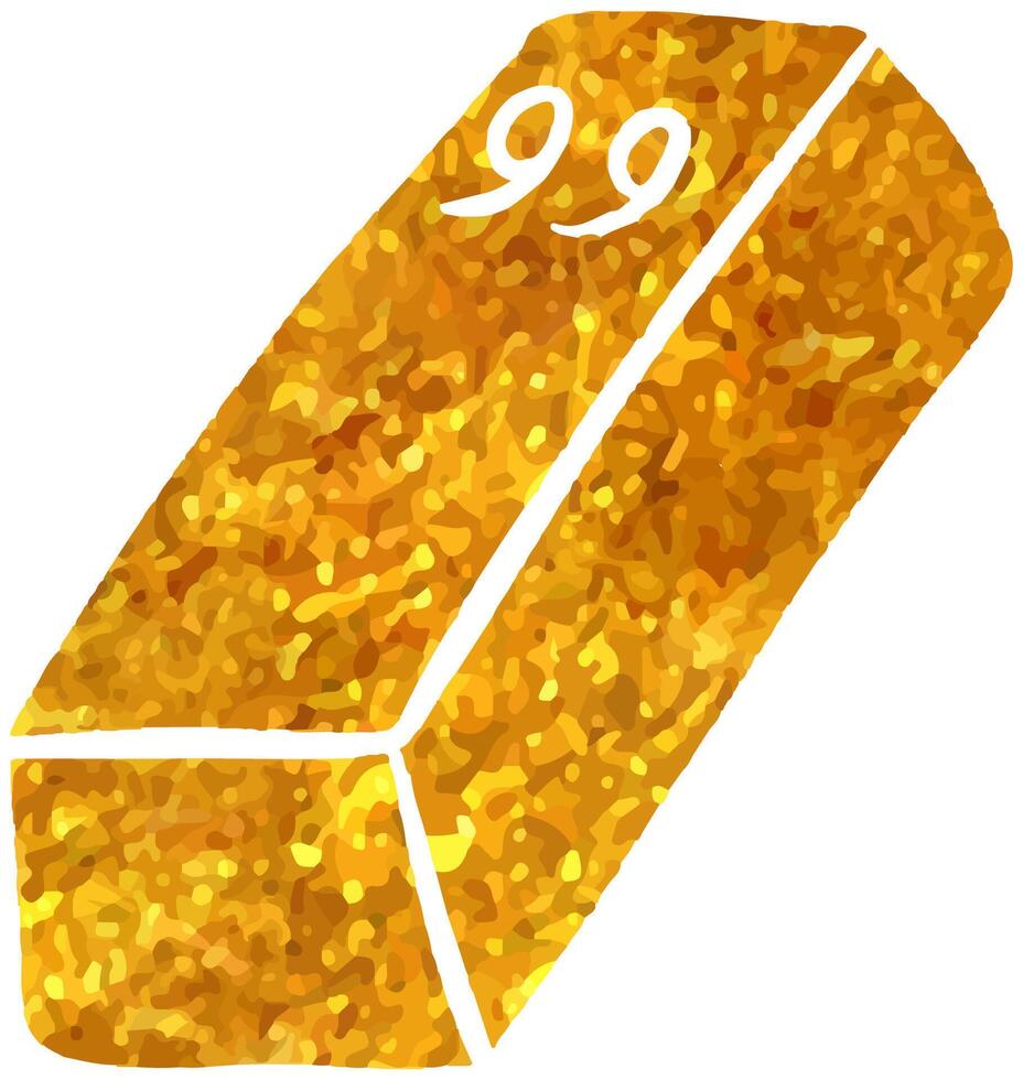 oro lingote icono en oro textura. mano dibujado vector ilustración