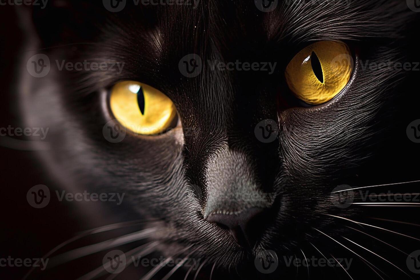 AI generated Portrait of a black cat. photo