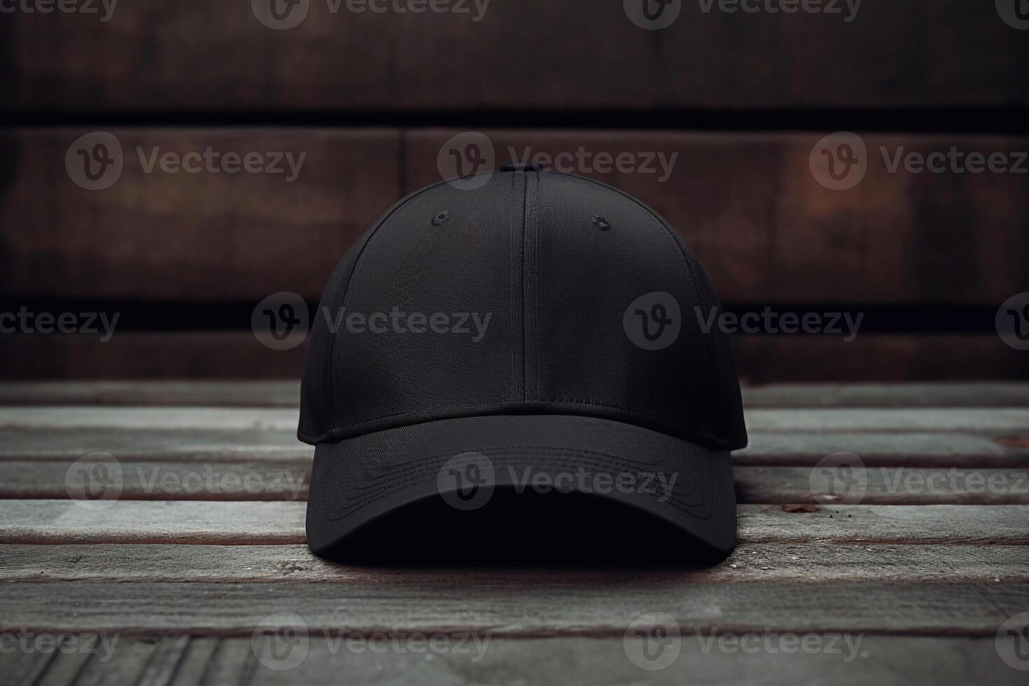 AI generated Black blank cap with space for print. Cap mockup. photo