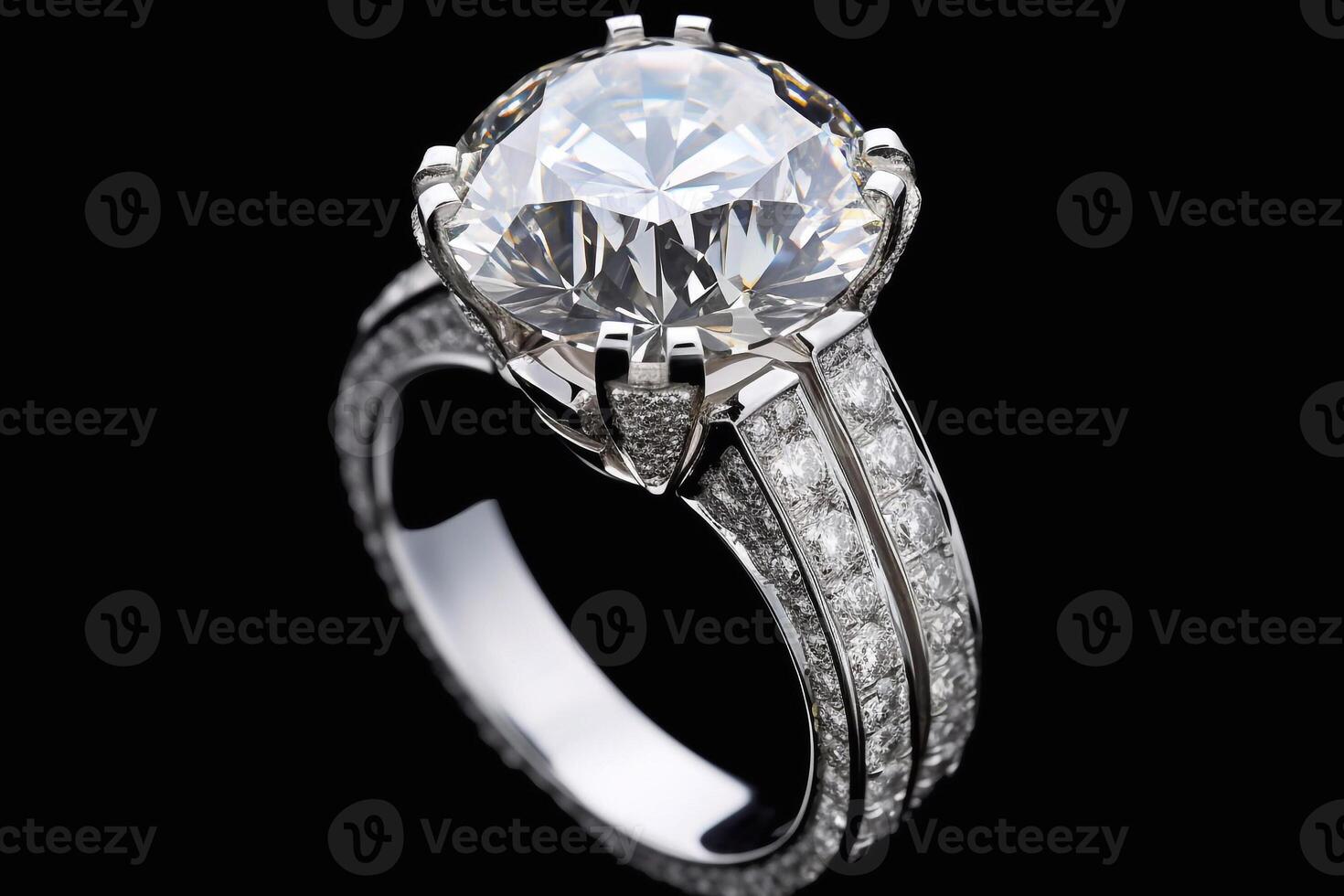 AI generated Wedding ring with a precious stone. Jewelery product. photo