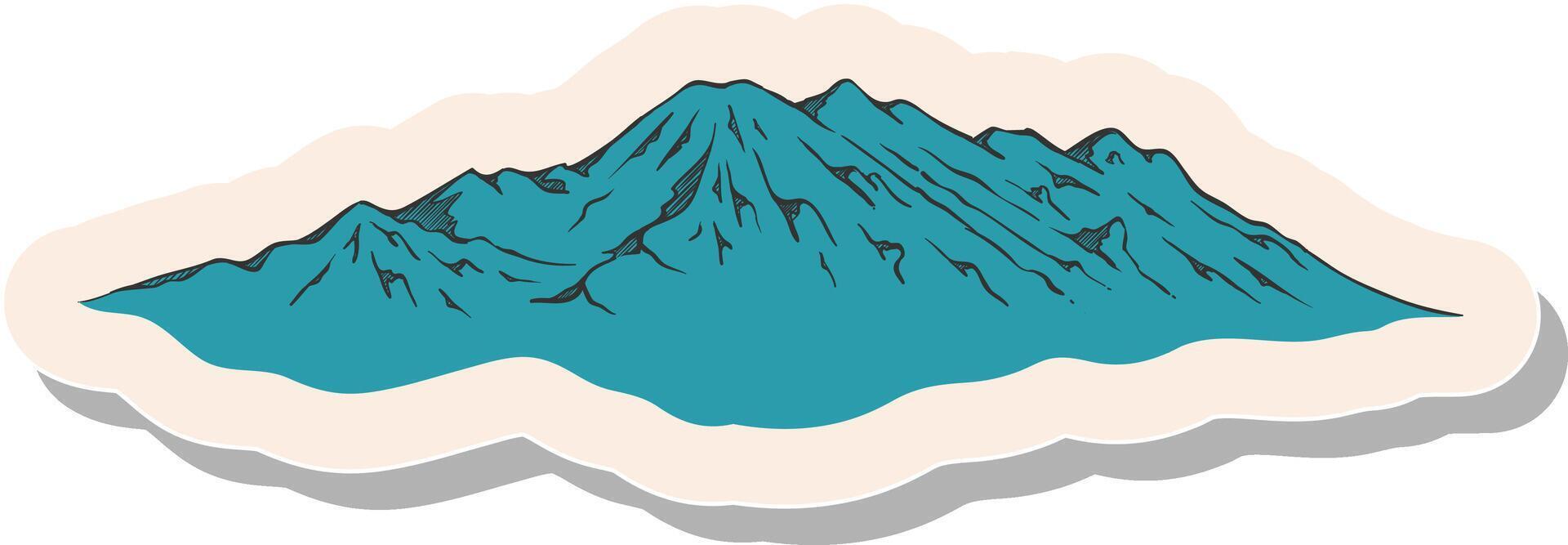 Hand drawn mountains in sticker style vector illustration