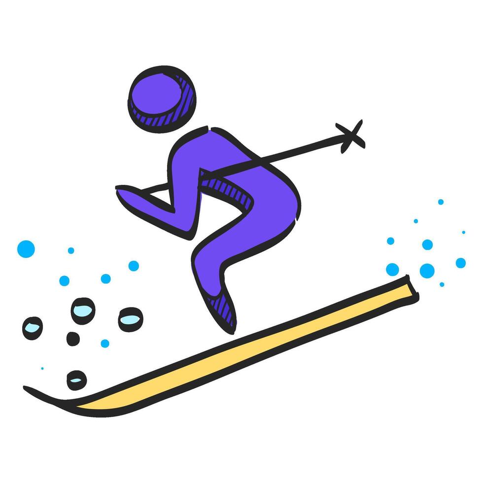 esquí icono en mano dibujado color vector ilustración