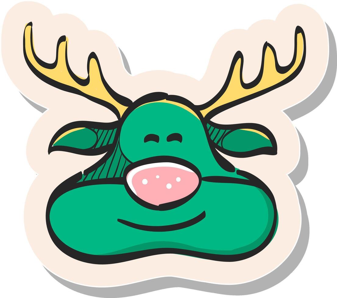 Hand drawn Reindeer the moose icon in sticker style vector illustration