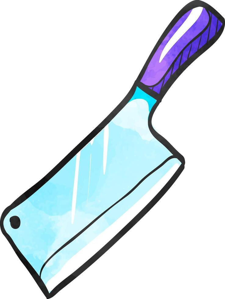 Butcher knife icon in color drawing. Kitchen restaurant chef tool meat sharp vector