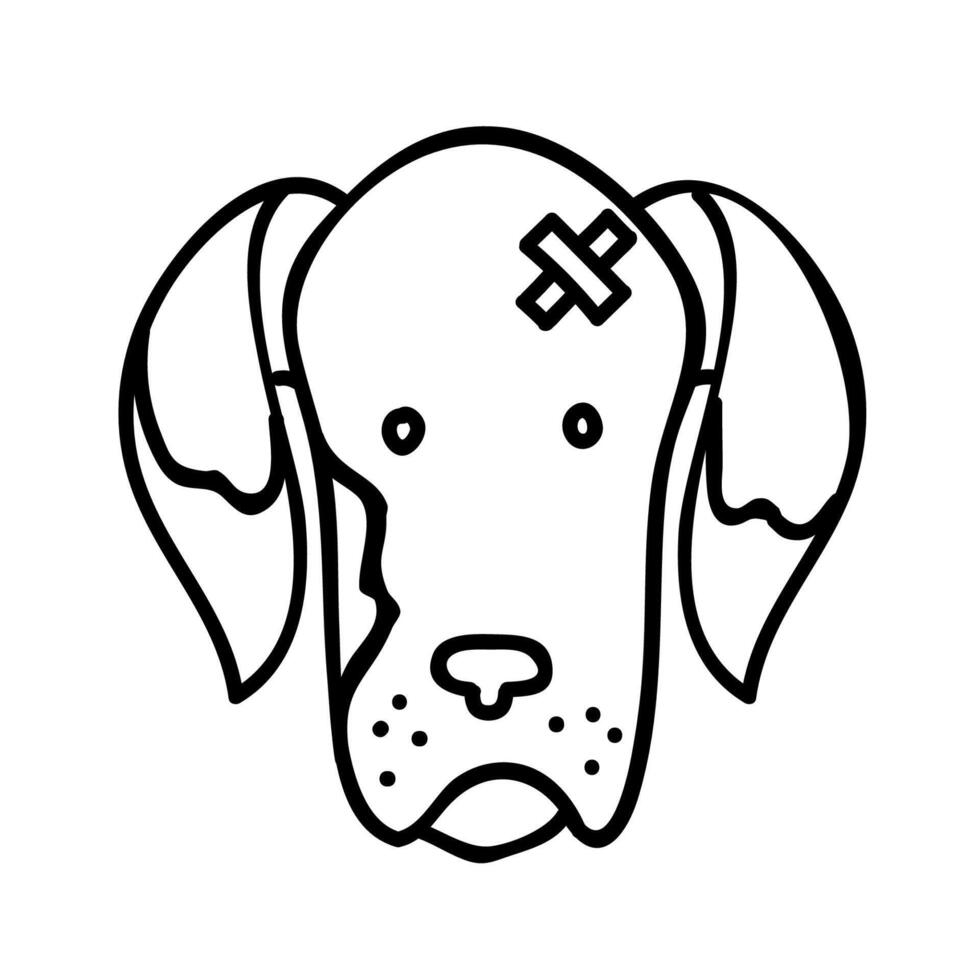 lesionado perro icono. mano dibujado vector ilustración. editable línea ataque.