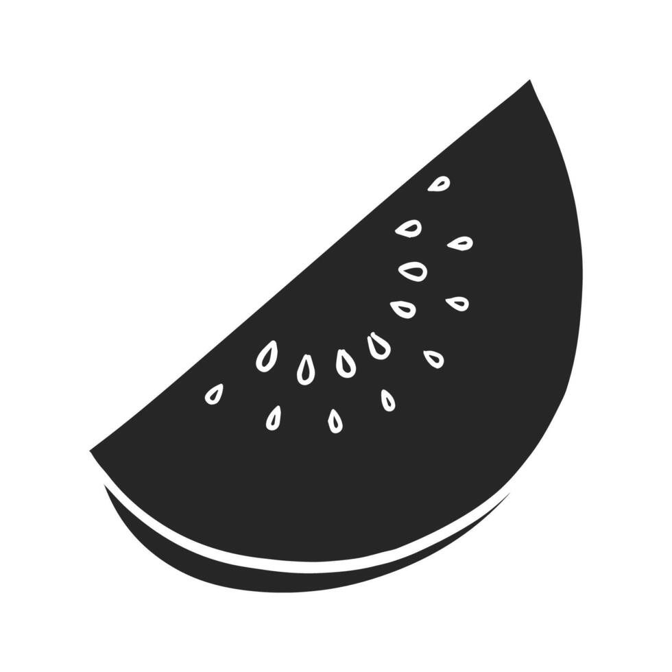 Hand drawn icon fruit slice hand drawn. watermelon or melon. Vector illustration.