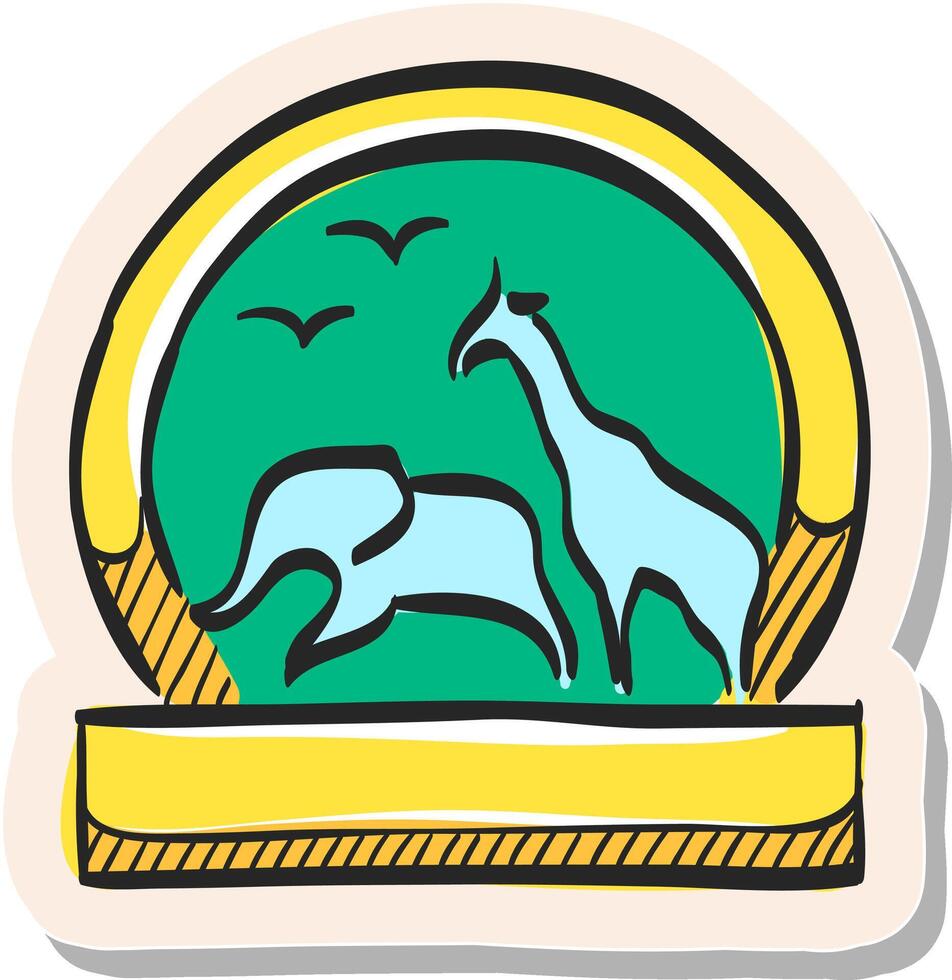 Hand drawn sticker style icon Zoo gate vector
