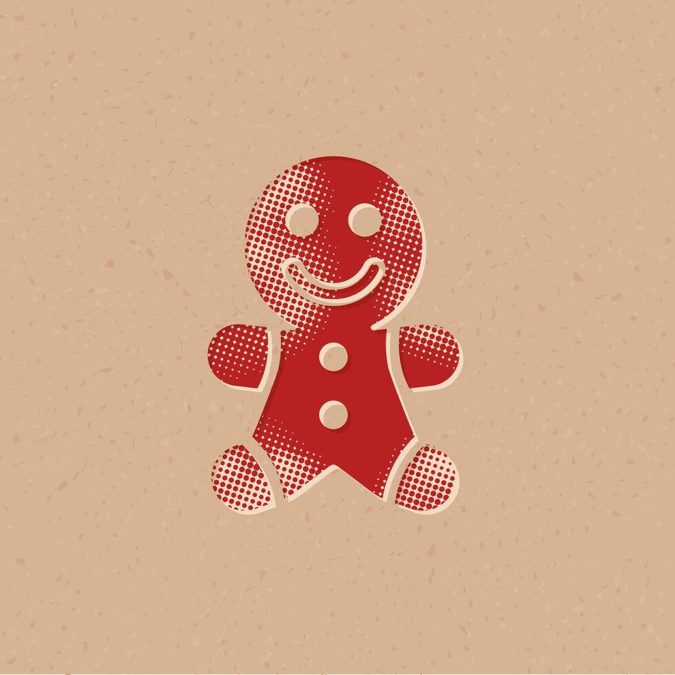 Gingerman halftone style icon with grunge background vector illustration