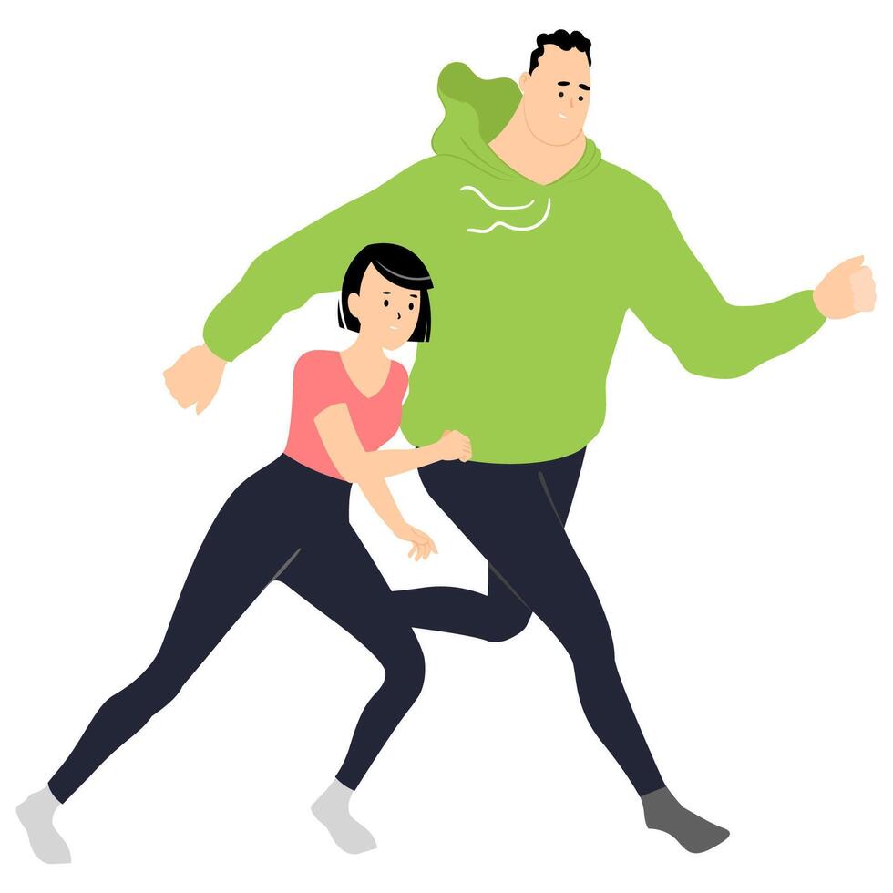 persona que practica jogging Pareja. hombre y mujer en ropa de deporte correr. sano estilo de vida. vector ilustración.