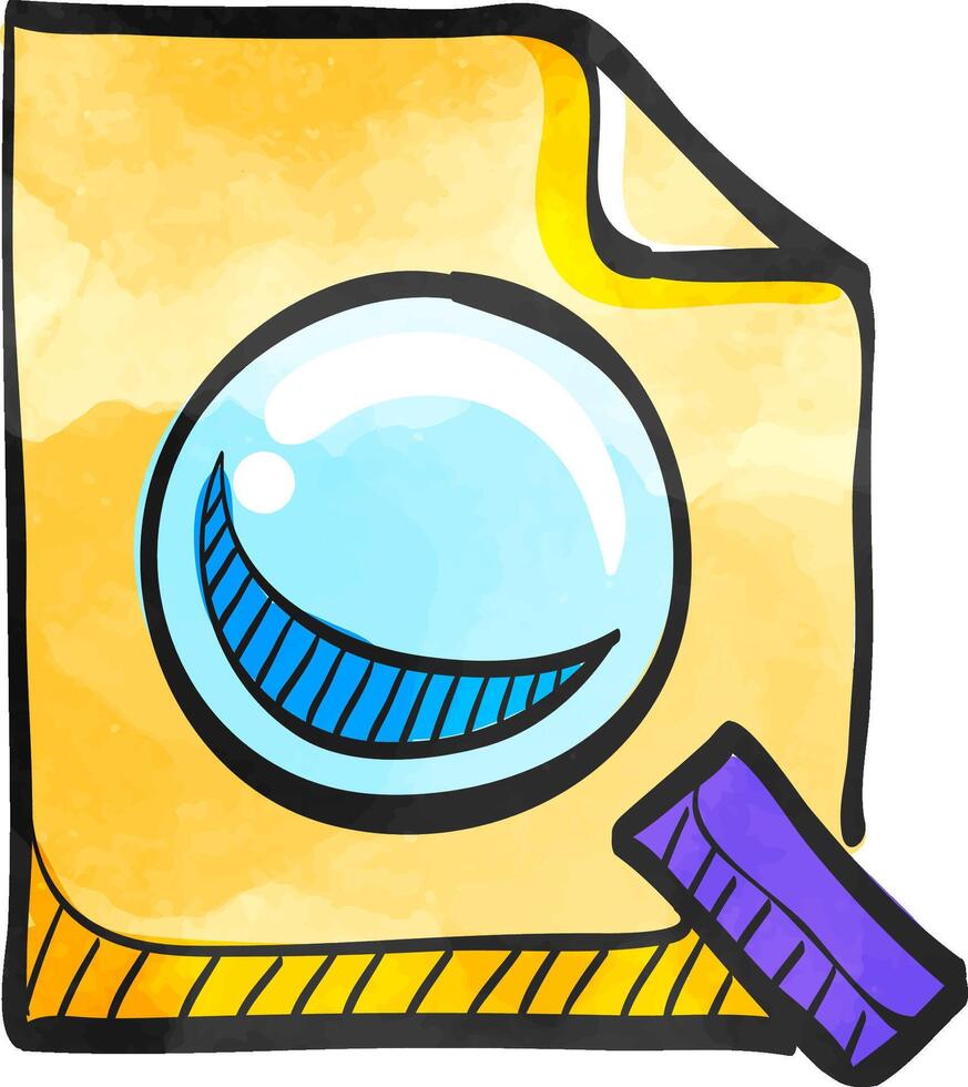Magnifier icon in watercolor style. vector