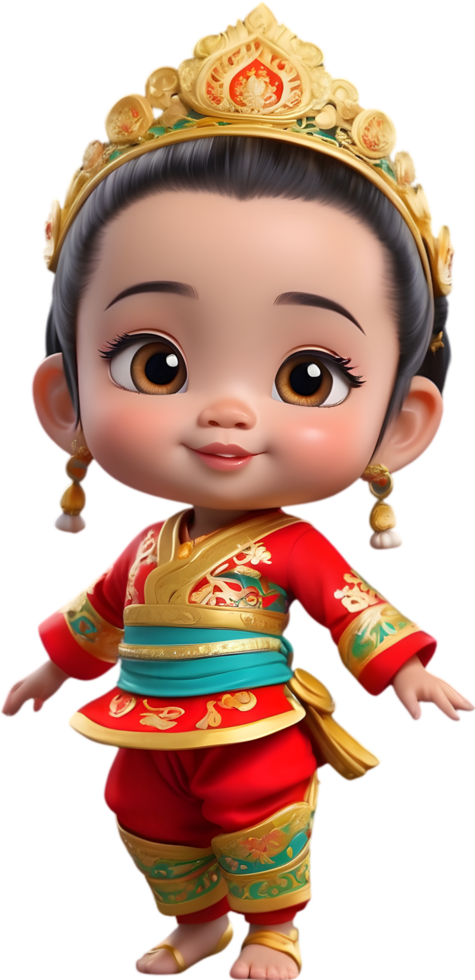 AI generated cartoon children dressed in indian costumes png