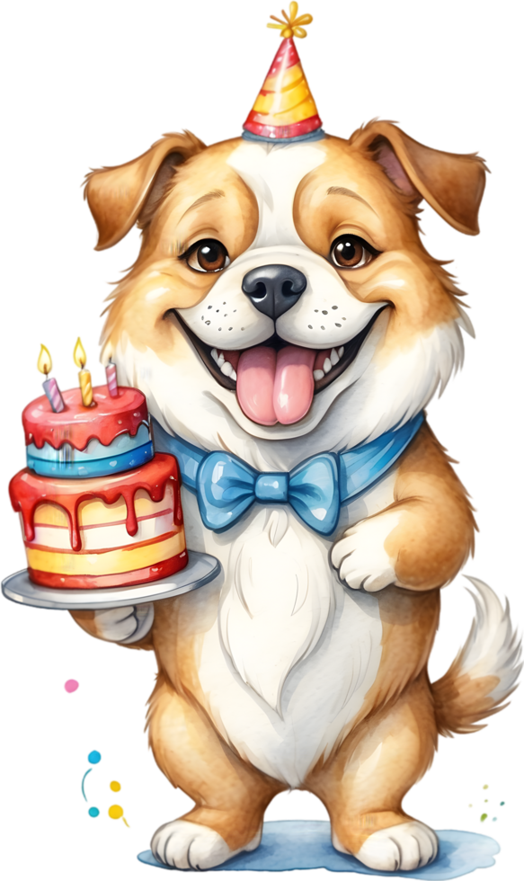 ai généré content anniversaire chien clipart png