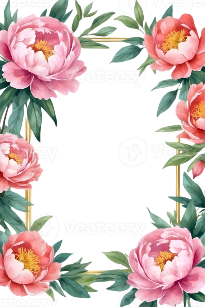 AI generated watercolor peonies on transparent background png