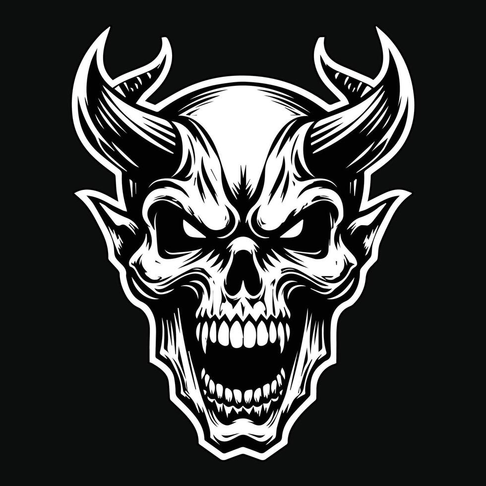 Set Hand drawn Goat Skull Head Dark Art with Different Angel Hatching Outline Style illustration vector
