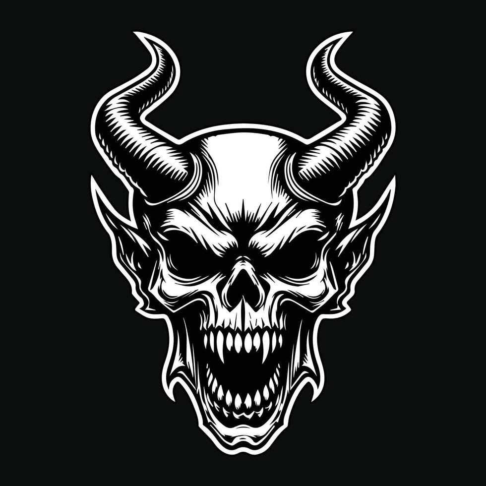 Set Hand drawn Goat Skull Head Dark Art with Different Angel Hatching Outline Style illustration vector