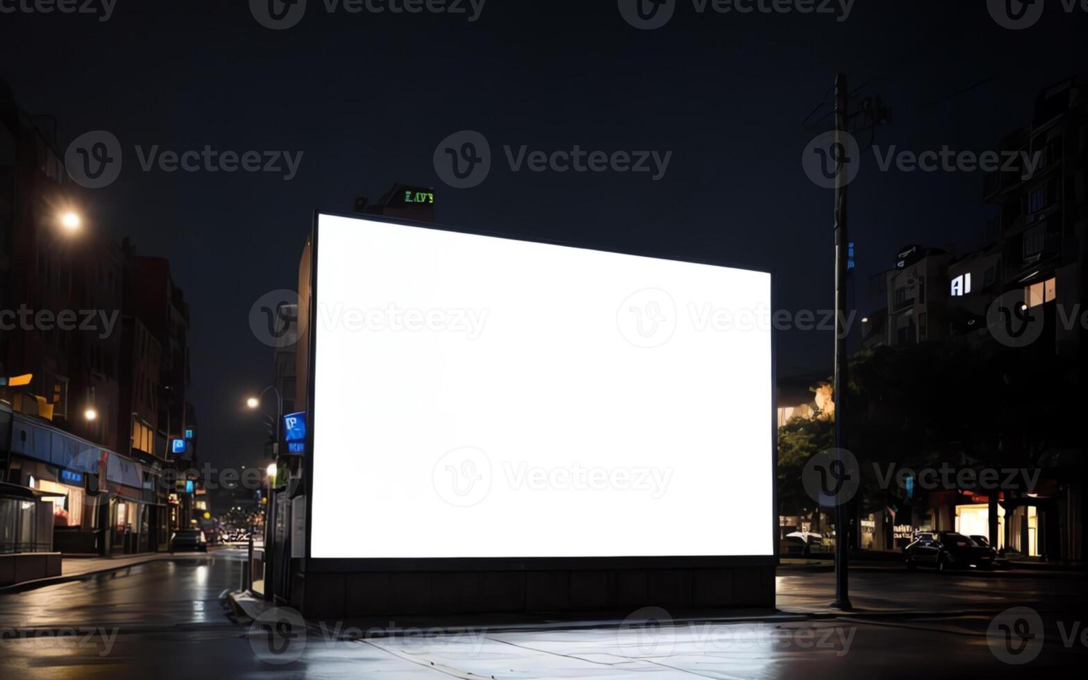 AI generated Modern Empty space advertisement bill board mockup in night street ai generated photo