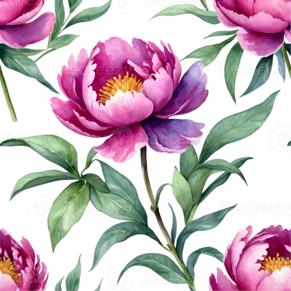 AI generated watercolor peonies on transparent background png