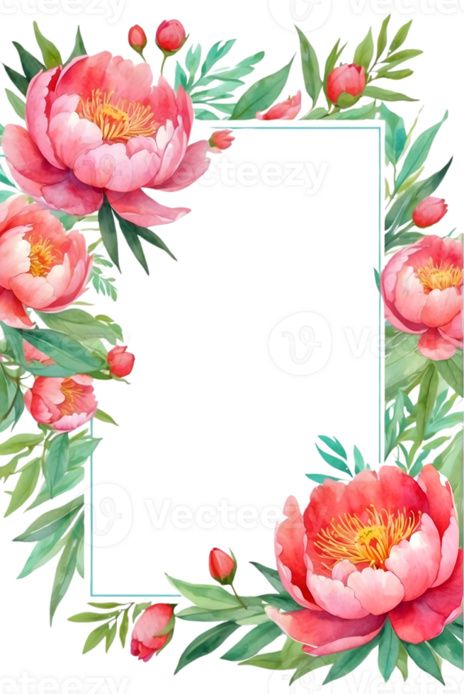 AI generated watercolor peony flower illustration, transparent background png