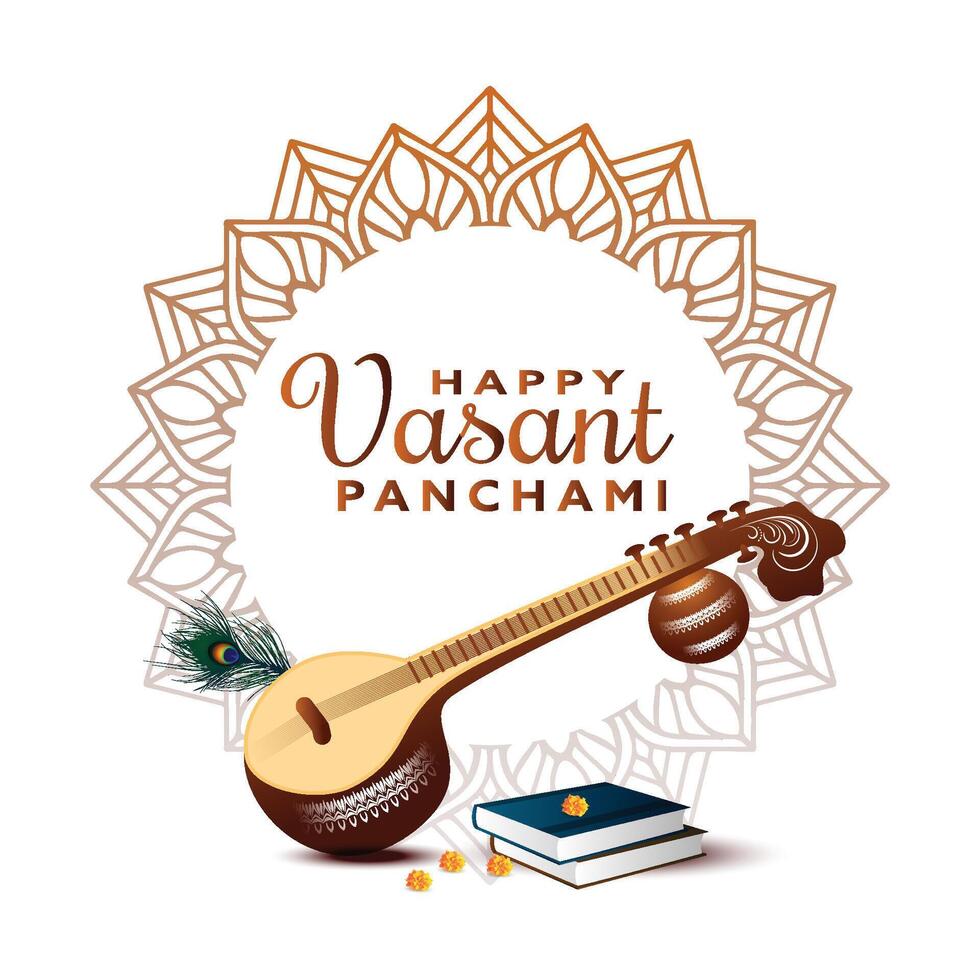 contento vasant panchami y Sawaswati puja tradicional indio festival antecedentes diseño vector