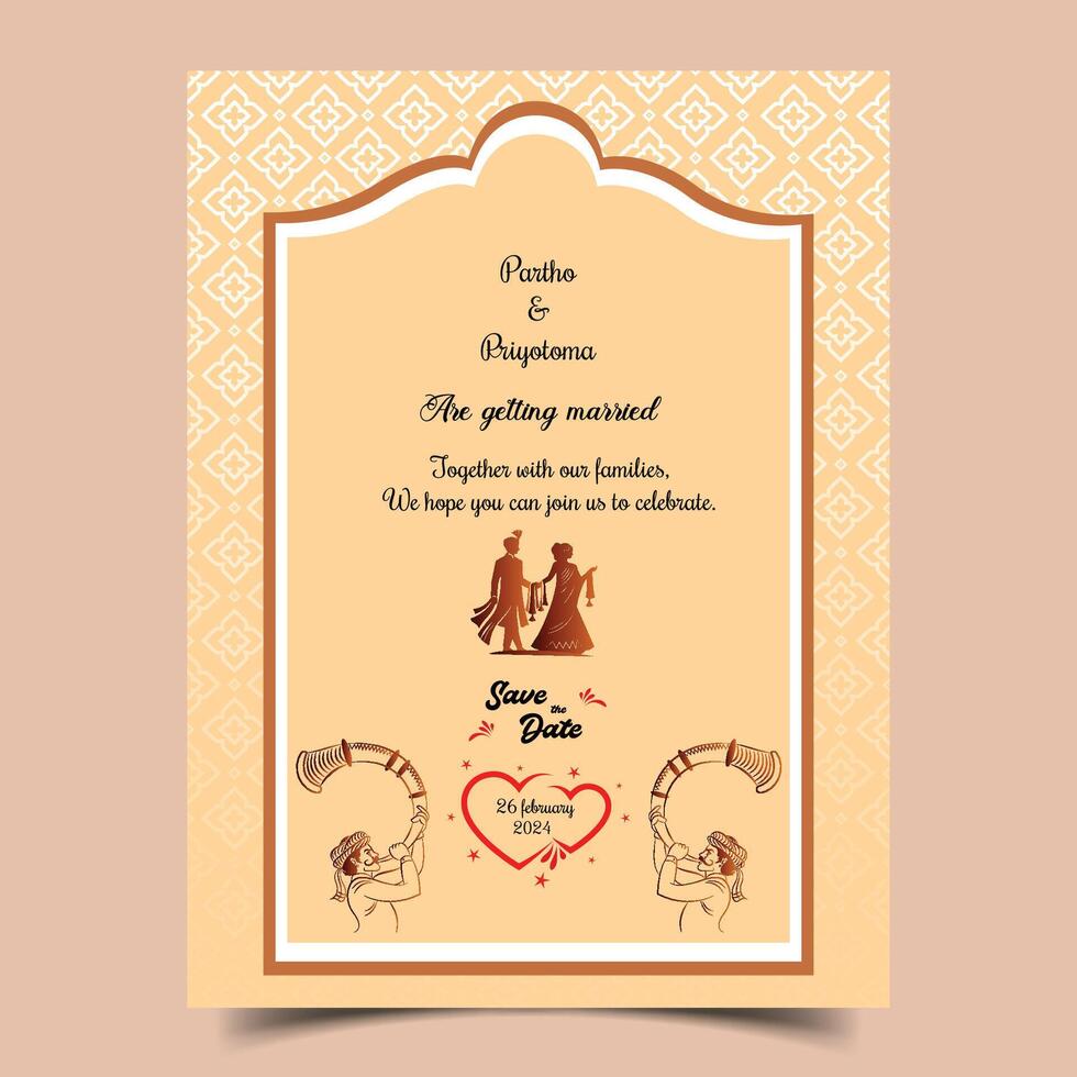 Wedding invitation card design vector file
