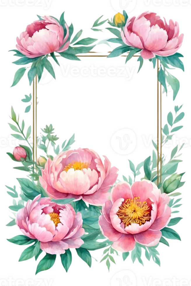 AI generated watercolor peony flower illustration, transparent background png