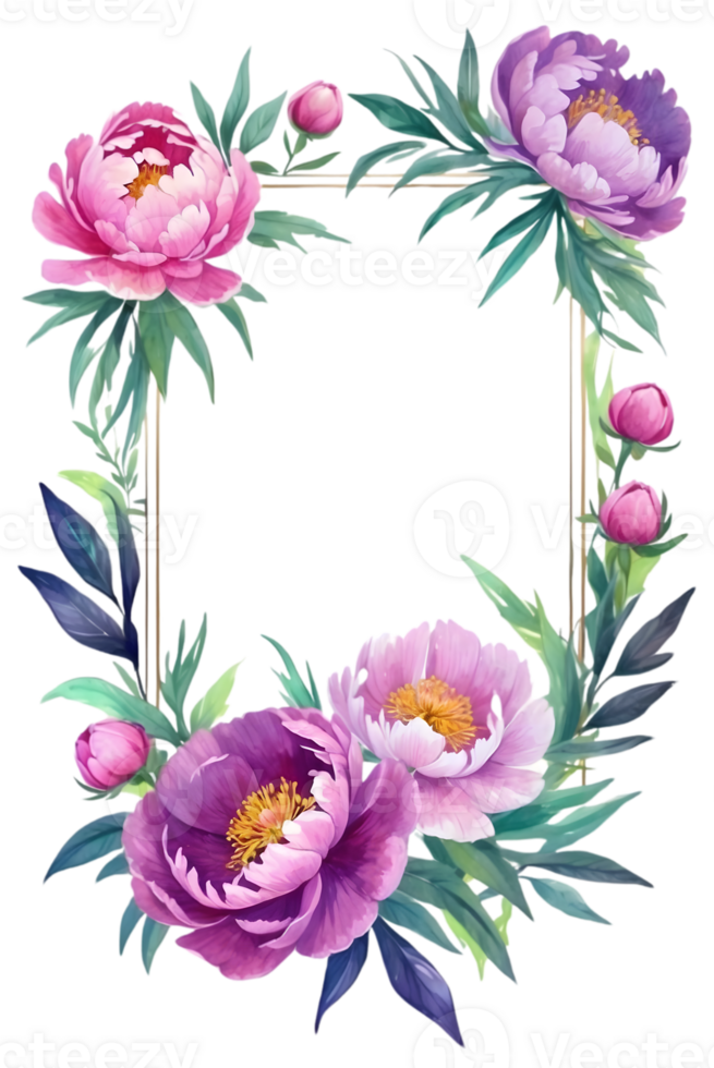 AI generated watercolor peony flower on transparent background png