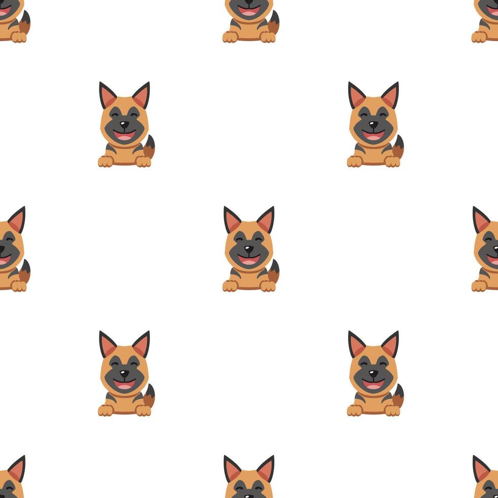 Vector cartoon character german shepherd dog seamless pattern background