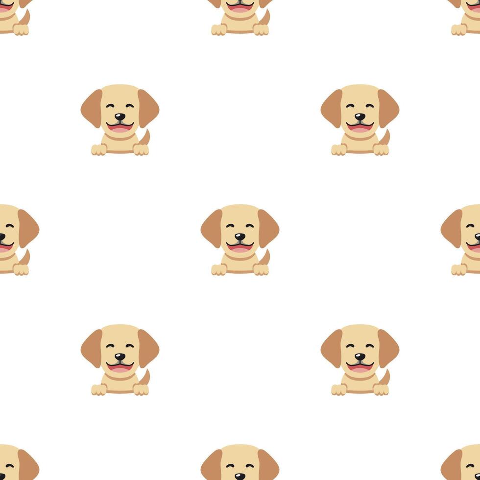 Vector cartoon character labrador retriever dog seamless pattern background