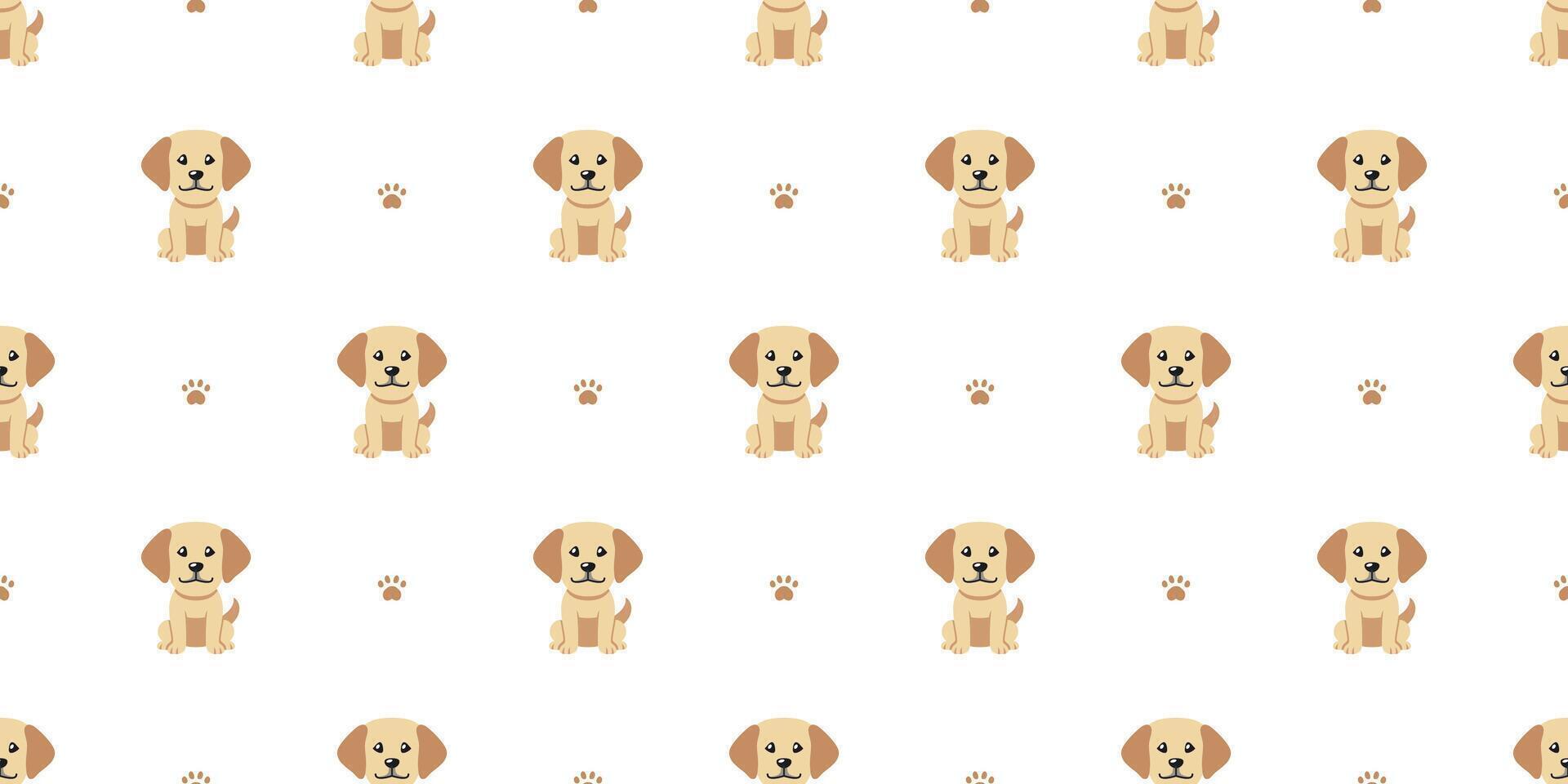 Cartoon character labrador retriever dog seamless pattern background vector