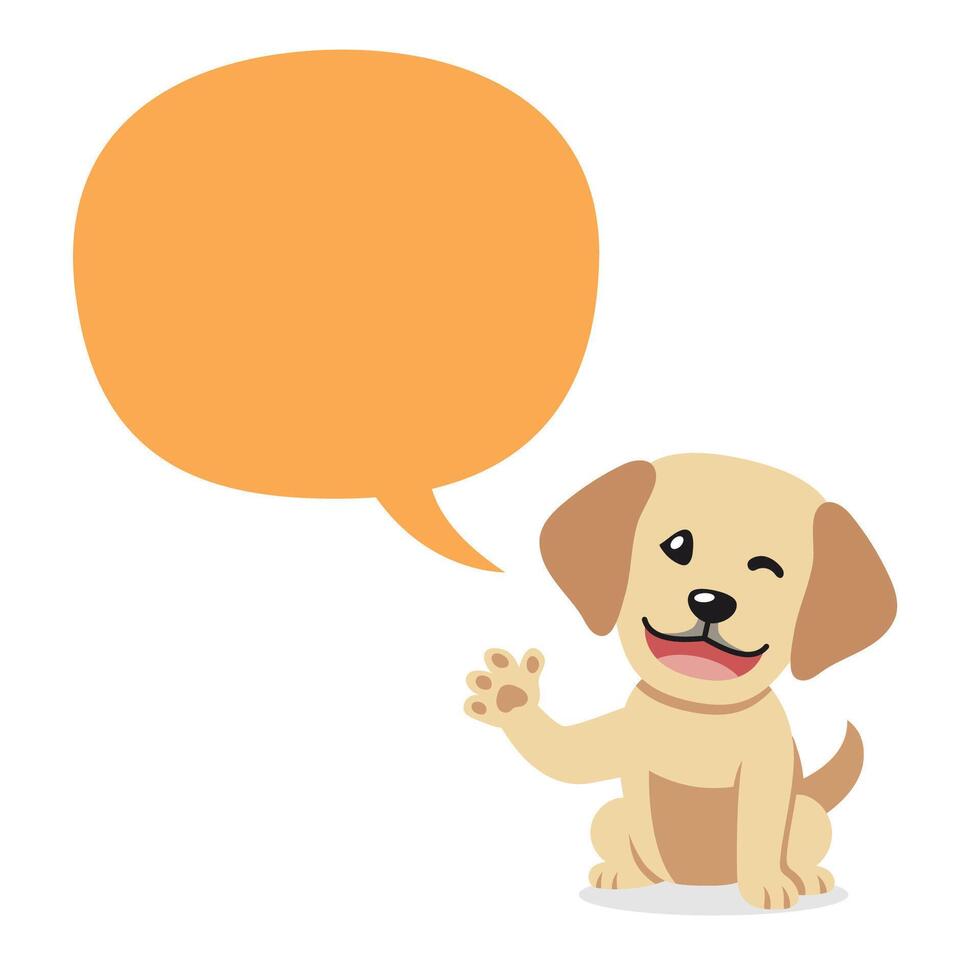 Vector cartoon character labrador retriever dog with speech bubble