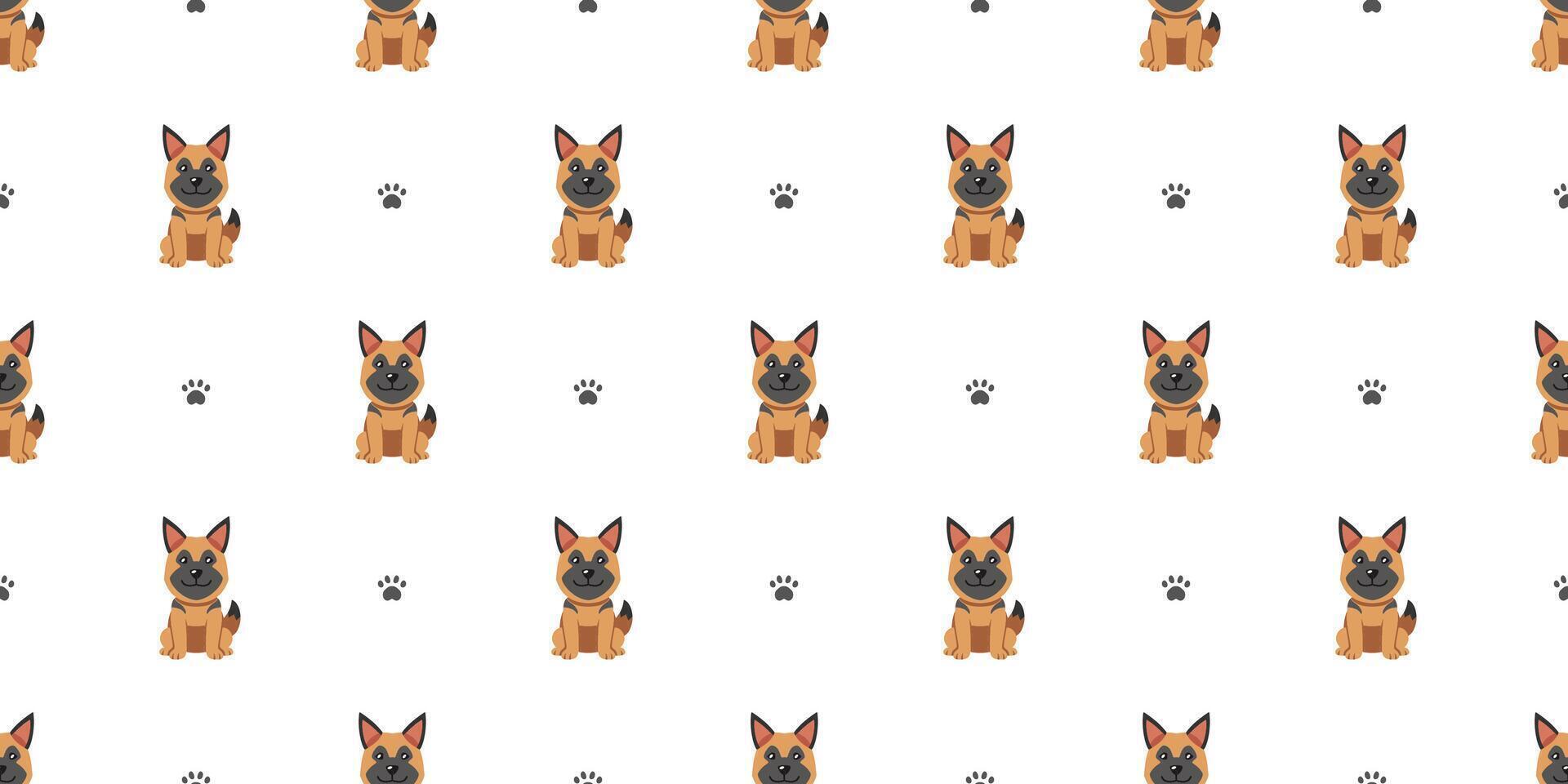Cartoon character german shepherd dog seamless pattern background vector