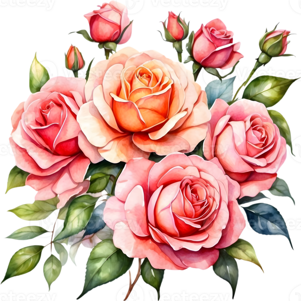 AI generated watercolor rose wreath png