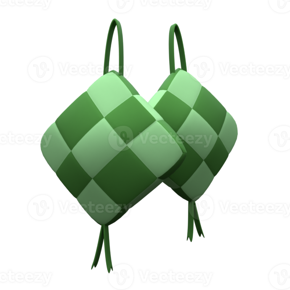 único verde ketupat moderno 3d Renderização ícone ilustração simples.realista ilustração. png