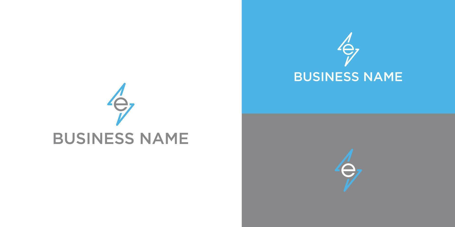 Initial E Letter with Lightning Bolt Logo Vector Design