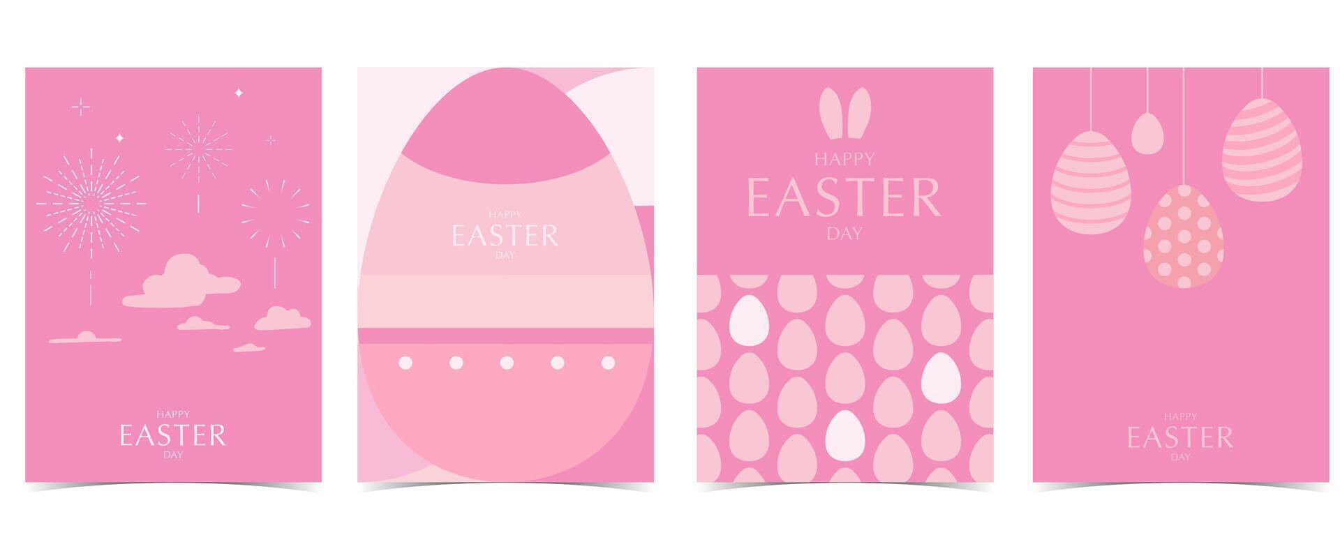 Collection of easter background set with rabbit and egg in silhouette style Editable vector illustration for A4 vertical postcard