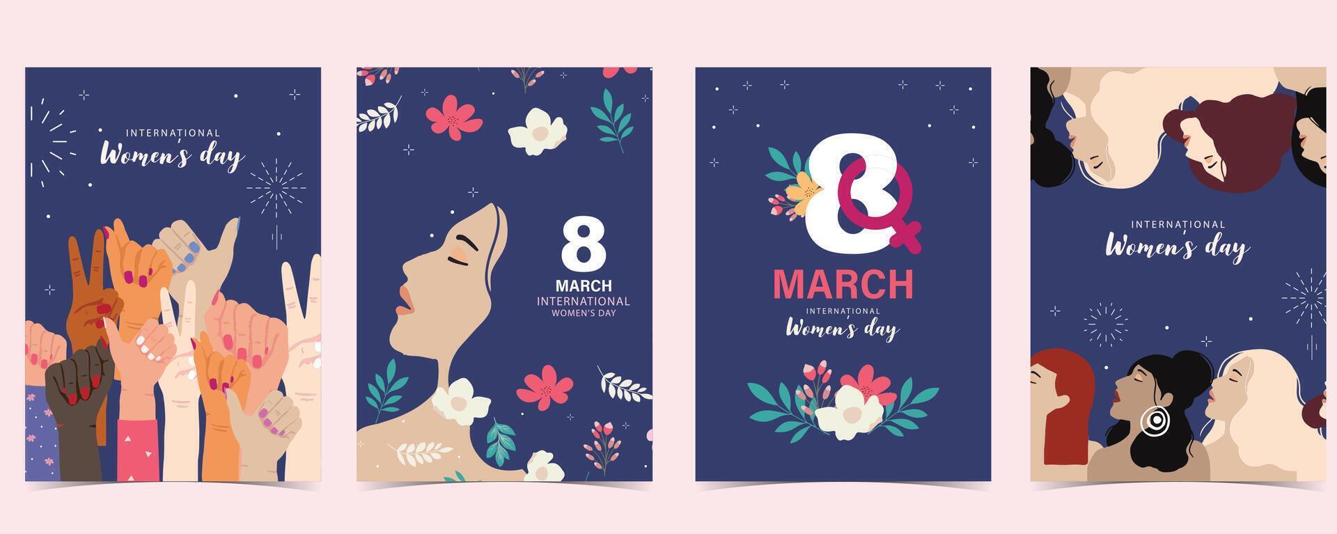 woman international day background with face,hair,hand and flower for A4 vertical size vector