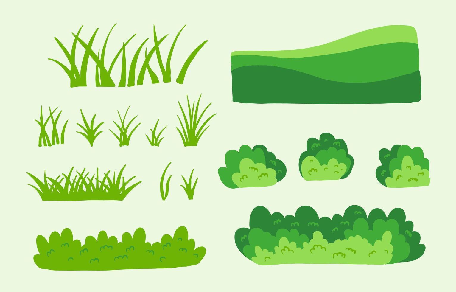 collerion of grass object for gradon and forest vector