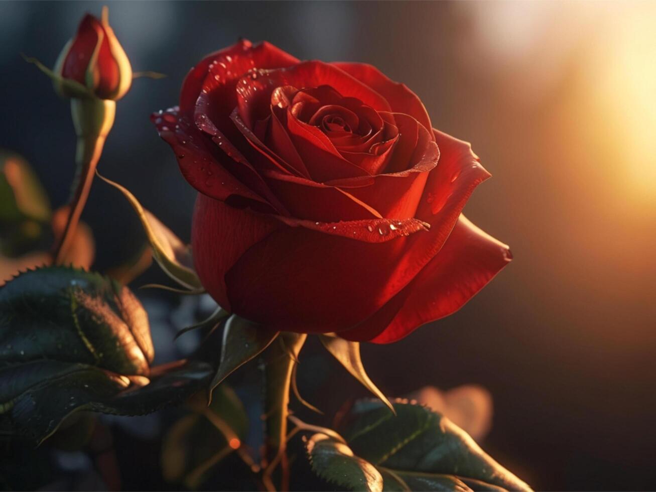 AI generated Red Rose Wallpaper photo