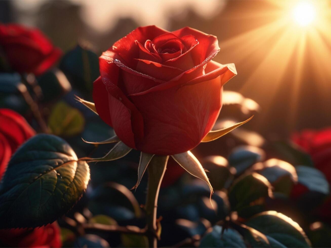 AI generated Red Rose Wallpaper photo