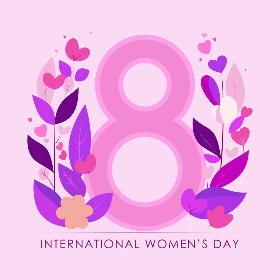 internacional De las mujeres día. saludo tarjeta. floral plano vector ilustración