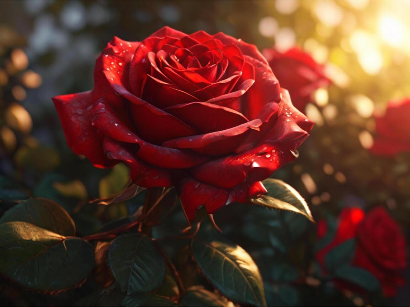 AI generated Red Rose Wallpaper photo