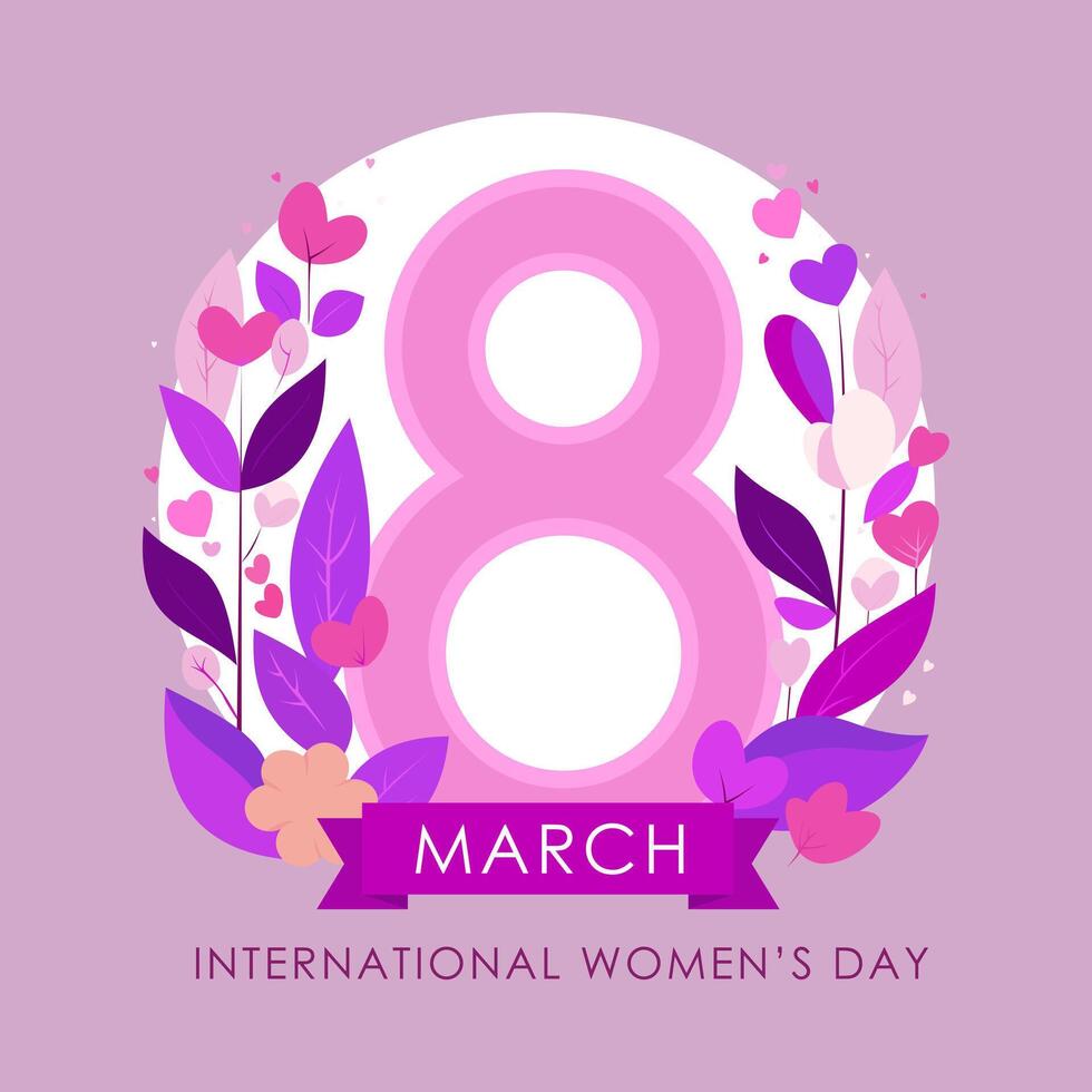 International women's day. Greeting card. Floral flat vector illustration