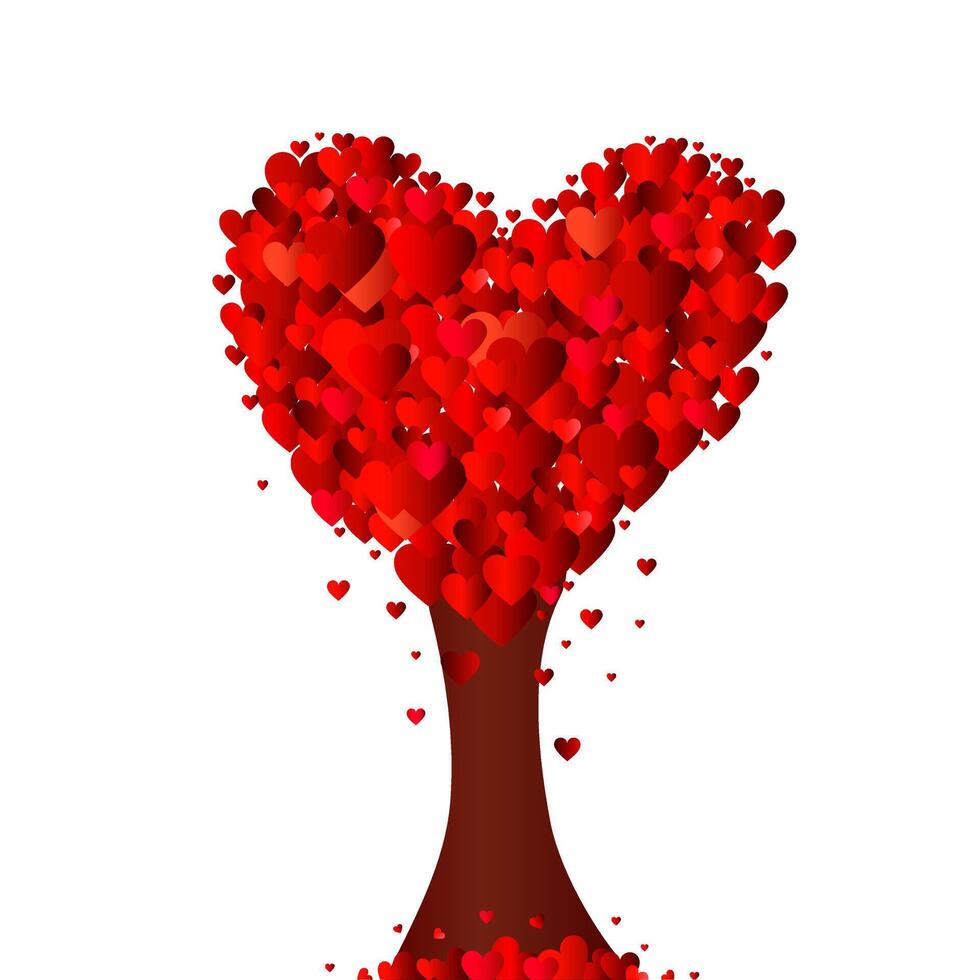 Valentine tree. Tree of red hearts. Valentine's Day. Design element. Vector illustration