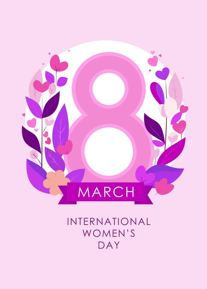 International women's day. Greeting card. Floral flat vector illustration