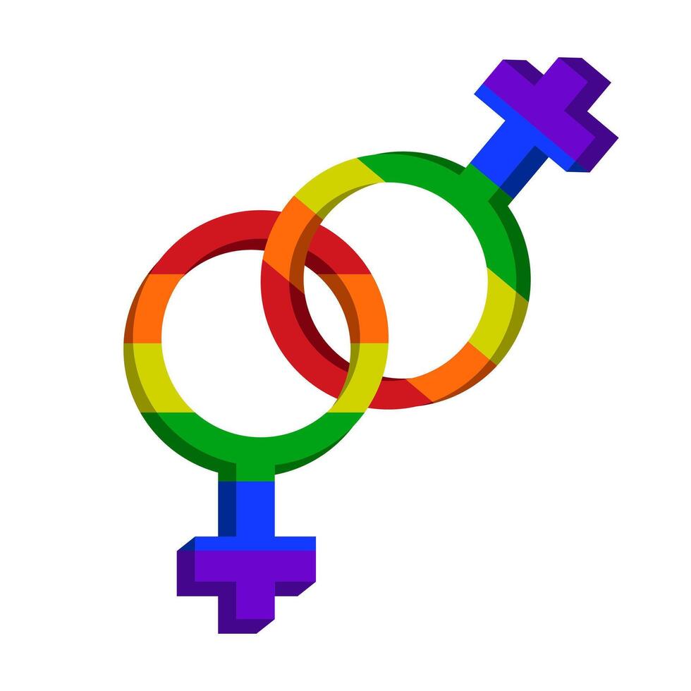 lgbt género signo. arco iris de colores elementos. orgullo comunidad. hembra y masculino. vector ilustración.