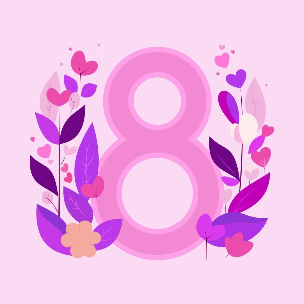 internacional De las mujeres día. saludo tarjeta. floral plano vector ilustración