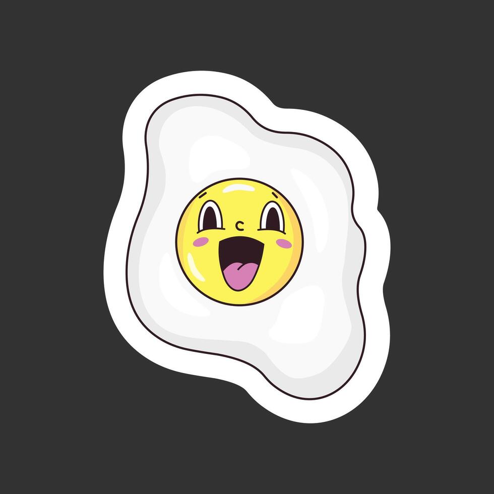 gracioso huevo pegatina con un sonrisa vector