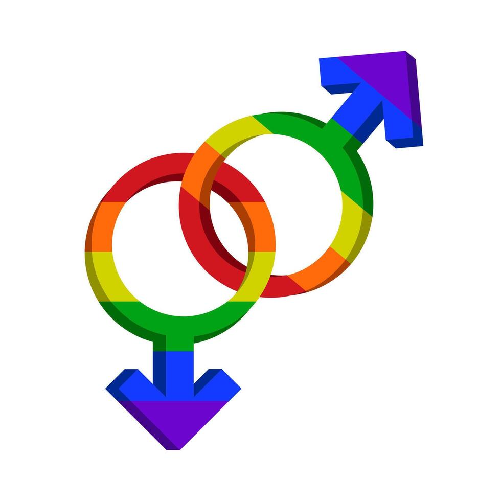 LGBT gender sign. Rainbow colored elements. Pride community. Female and male. Vector illustration.