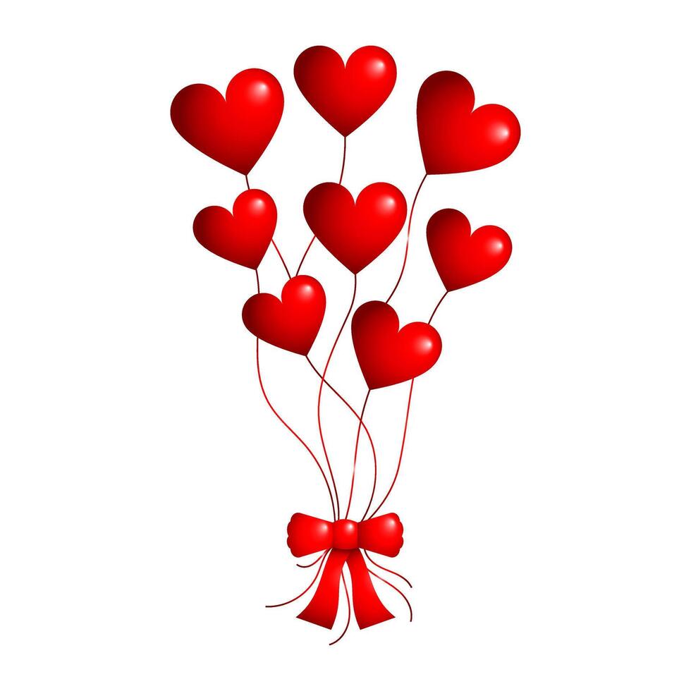 San Valentín día. globos en el forma de corazones en un blanco antecedentes. diseño elemento. vector ilustración